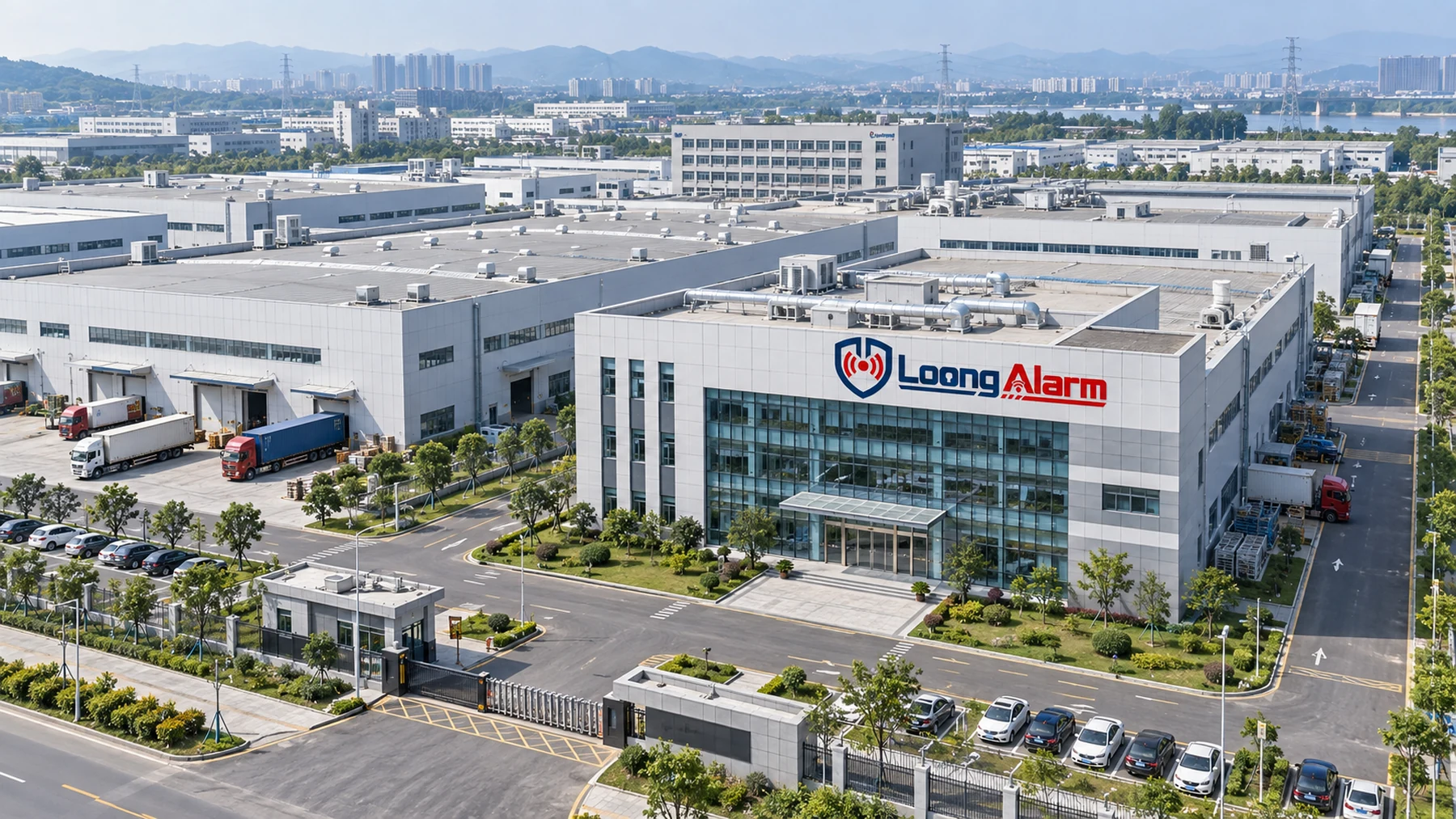 Aerial view of the LoongAlarm manufacturing campus in China
