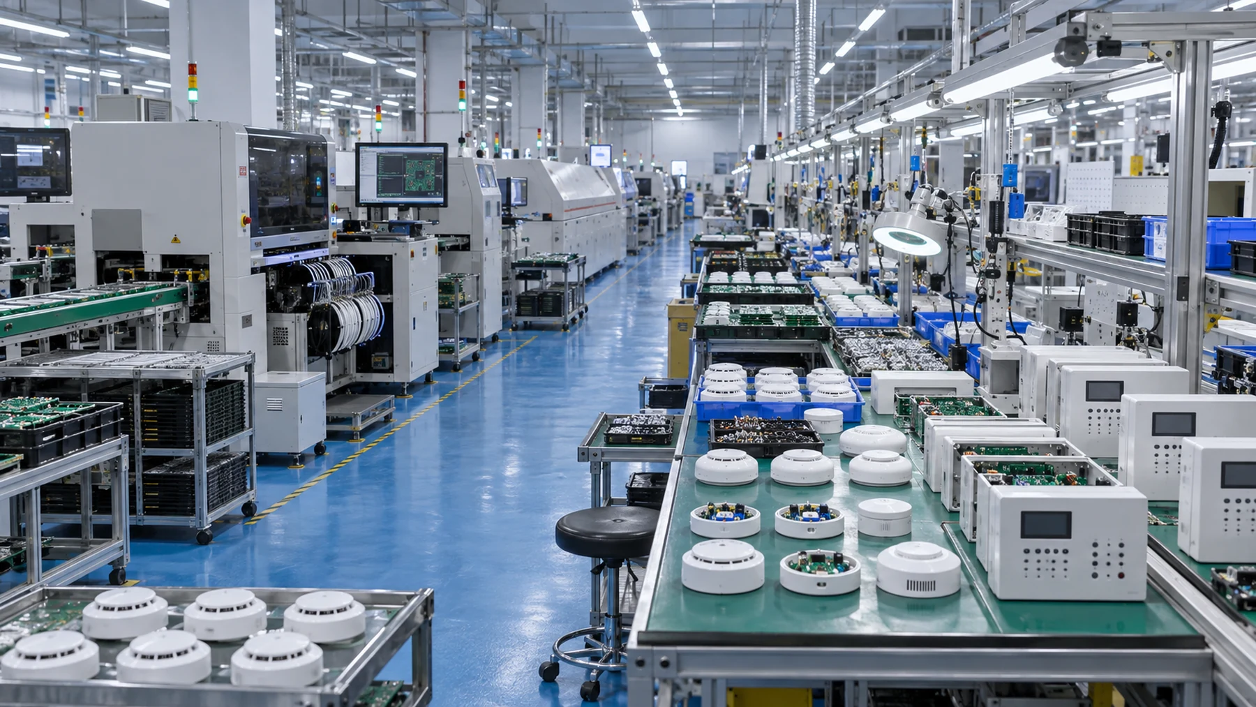 Automated alarm device production line in the LoongAlarm factory