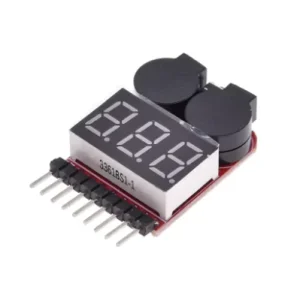 1-8S Aircraft Model Lithium Battery Low Voltage Alarm and Battery Indicator with Dual Speakers, 2-in-1 BB Ringing Alarm
