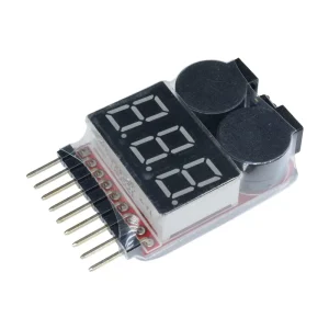 1-8S LiPo Li-ion LiFe Battery Voltage 2-in-1 Indicator Tester Low Voltage Buzzer Alarm for RC Car Boat LED 3.7-30V Dual Speaker