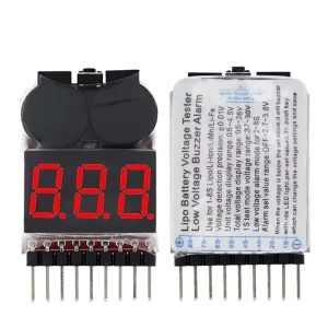 1-8S LiPo Li-ion LiFe RC Battery Voltage Tester 2-in-1 Low Voltage Buzzer Alarm for Helicopter Airplane Boat