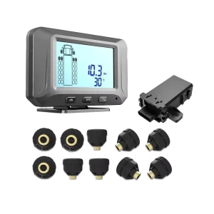 10-Tire Truck Tire Pressure Monitoring System with Internal and External 433.92 MHz Truck Bus Sensors TPMS