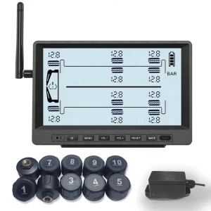 10-Wheel Truck TPMS Digital External Tire Pressure Monitor 0-15 bar 433.92 MHz for Bus Truck