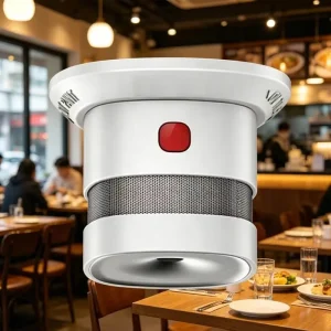 10-Year Battery Photoelectric Smoke Detector, Waterproof ABS Plastic, 85 dB Alarm, Test and Silence Button