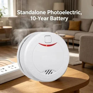 10-Year Battery-Powered Standalone Photoelectric Smoke Detector Alarm