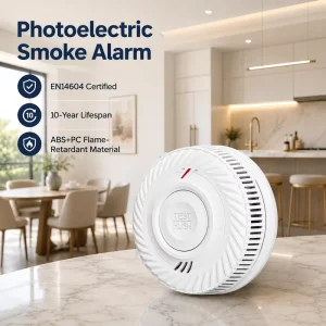 10-Year Battery Standalone Smoke Leak Sensor 85dB Loudness EN14604 Certified Fire Alarm Smoke Detector