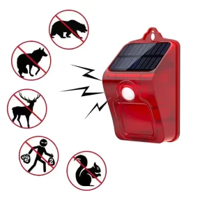 100d Outdoor Waterproof Animal Repel PIR Motion Sensor Solar Alarm Light Sound Siren