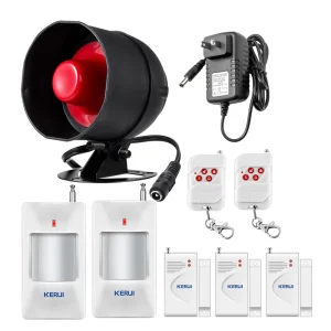 115dB 433MHz Anti-Theft Siren Home Security Alarm System PIR Infrared Detector Door Sensor Set