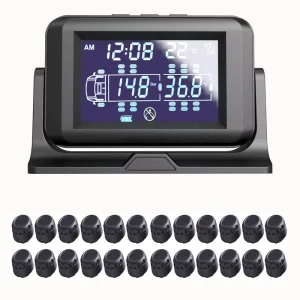 12-24 Wheel Digital Wireless Truck Tire Pressure Monitoring System with External and Internal Sensors 0-15 Bar