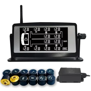 12-Wheel Truck Tire Pressure Monitor for GM Vehicles, Solar Charging, Wireless External TPMS