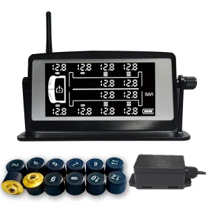 12 Wheel Truck Trailer Solar External Tire Pressure Monitoring System High Precision Gauge Detector