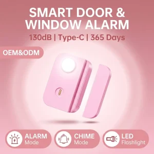 120dB Wireless Door and Window Alarm Doorbell with Adjustable Alert and LED Light for Home, Office, and Travel Security