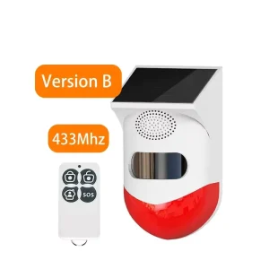 120db Sound Security Siren Light Alarms Outdoor Solar PIR Motion Sensor Alarm with Remote Controller for Home Villa Yard Farm