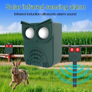 129Db Solar Infrared Sensing Alarm IP55 Waterproof High Frequency Ultrasonic Audio Visual Alarm Drive Away Wild Animals