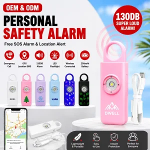 130 dB SOS Emergency Personal Safety Alarm Siren with Keychain, Self-Defense Alert, GPS SOS Call for Women, Elderly, Kids