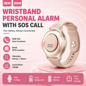 130DB Safe Sound Personal Safety Alarms SOS Watch with GPS Location SMS Call Trigger Outdoor Fall Alert for Elderly Women Kids