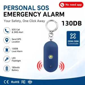 130dB Personal Alarm SOS Emergency Call GPS Location SMS No App Required Rechargeable Safety for Women and Elderly