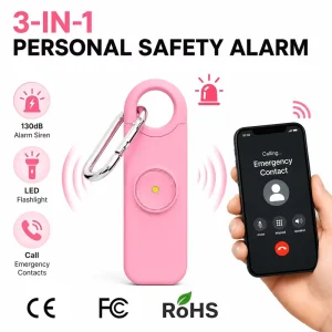 130dB Personal Safety Alarm with SOS Emergency Call LED Flashlight Rechargeable Self Defense Alarm for Women and Elderly