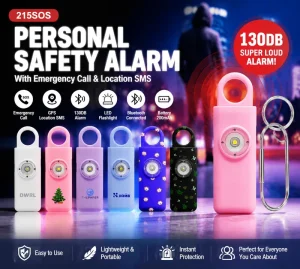 130dB Rechargeable Personal Safety Alarm with GPS, Emergency Calls, and SMS Location