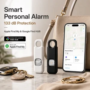 133dB Decibel Personal Alarm With Smart Tracking Works Apple Find My & Google Find Hub Replaceable Battery Security Siren