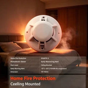 2 Wire Photoelectric Conventional Smoke Detector DC9-35V Ceiling Mount Fire Sensor for Warehouse Hotel Fire Alarm System