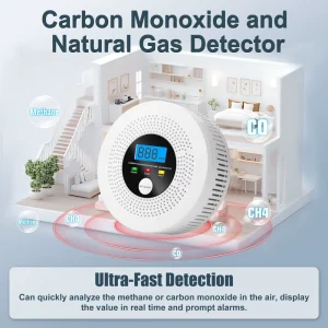 2-in-1 Carbon Monoxide and Flammable Gas Detector with Sound and Light Alarm