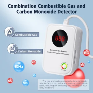 2-in-1 Combustible Gas and Carbon Monoxide Detector AC Plug-In 90 dB Alarm