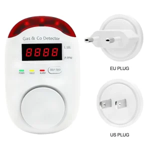 2-in-1 Plug-in Carbon Monoxide and Combustible Gas Detector with Sound and Light Warning for LNG LPG and Methane