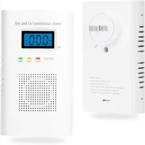 2 in 1 Plug in Combustible Gas and Carbon Monoxide Gas Detector with 9V Battery Backup Voice and Light Warning