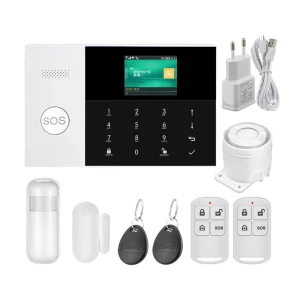 2.4 Inch Tuya WiFi GSM Alarm System With Motion Detector Door Sensor RFID Wired Siren Remote Security Outdoor Alarm System