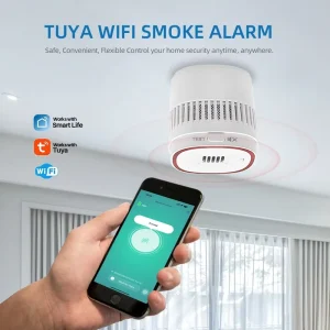 2.4GHz Tuya App Controlled Mini Wireless Fire Smoke Detector with 7 Year Standalone Battery Life Portable Home Security Alarm