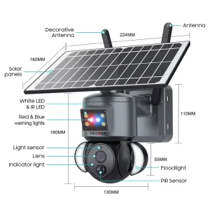 2K IP Camera Solar Battery Powered HD 4MP 4G Solar Camera Home Security PTZ Alarm Cctv Security Outdoor Solar Network Camera