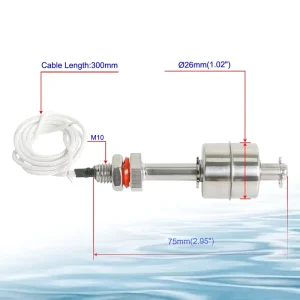 2pcs Stainless Steel Water Level Sensor Switch with Plastic Ball Float Controller for Fish Tank and Sump Filter