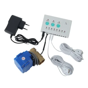 3/4 Inch DN20 Brass Water Leak Alarm Shut-Off Valve System with 2 Wired Water Leak Detectors and 6m Cable