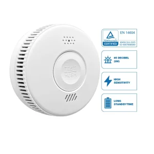 3-Year Battery EN 14604 Fire Alarm Smoke Detector with LED Indicator and Silence Button
