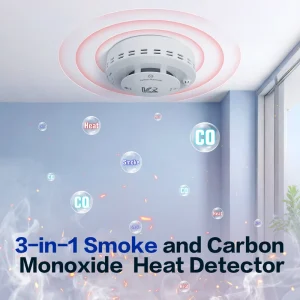 3-in-1 Battery-Operated Carbon Monoxide and Smoke Detector with Heat Sensor and Voice Warning
