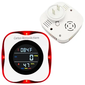 3 in 1 CO Detector with LCD Temperature and Humidity Sensor Plug in Carbon Monoxide Monitor with Sound and Light Alarm for Home