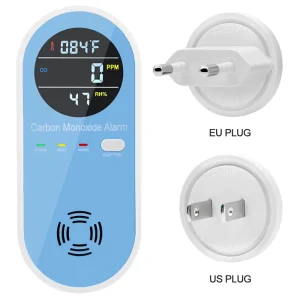 3-in-1 Plug-in Carbon Monoxide Alarm with Temperature and Humidity Sensor, Audible and Visual Alarm
