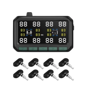 4-, 6- or 8-Tire Pressure Monitoring System with Tire Pressure Gauge and Air Leak Alarm for Trailer and Truck