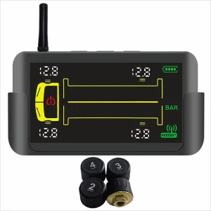 4-Wheel TPMS Tire Pressure Monitoring System for Pickup Trucks RVs and Trucks with Solar External Sensor