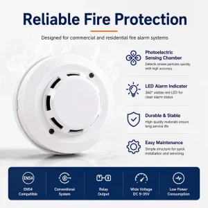 4-Wire Photoelectric Smoke Detector ABS Material for Commercial Kitchens