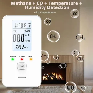 4 in 1 Gas and CO Detector with HD Screen High Sensitivity Carbon Monoxide Gas Detection Alarm for Home Apartment Hotel Camping RV