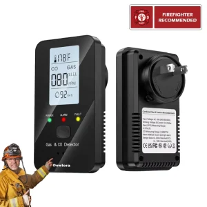 4-in-1 Gas and Carbon Monoxide Detector with Temperature and Humidity Monitoring Plug-in CO and Methane Alarm