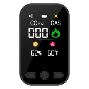 4-in-1 Wall-Mounted Plug-in CO and Combustible Gas Detector with Temperature and Humidity Sensor Real-Time LCD Alarm