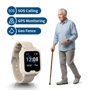 4G Elderly Smart Watch GPS Bracelet Tracker with SOS Emergency Button GPS Positioning and Health Monitor