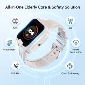 4G GPS Emergency Watch with Fall Alarm, Medicine Reminder, Tracking, and SOS Call Button