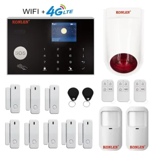 4G GSM WiFi Wireless Burglar Alarm System with Door and Window Sensor, Siren and App Alerts