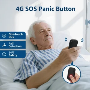 4G SOS GPS Tracker Emergency Panic Button with One-Click SOS and Two-Way Voice