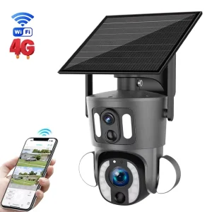 4G Solar Dual Lens 6MP 10X Zoom Outdoor Security Camera 4G Solar PTZ Camera Indoor Network CCTV Alarm Linkage