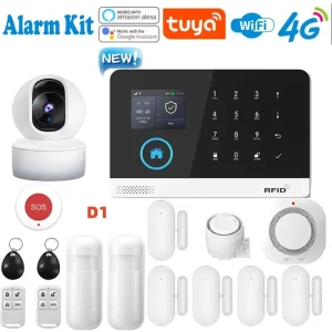 4G Wireless Home Security Alarm Kit with PIR Motion Sensor, Siren, WiFi, GSM, SOS, ABS and App Control